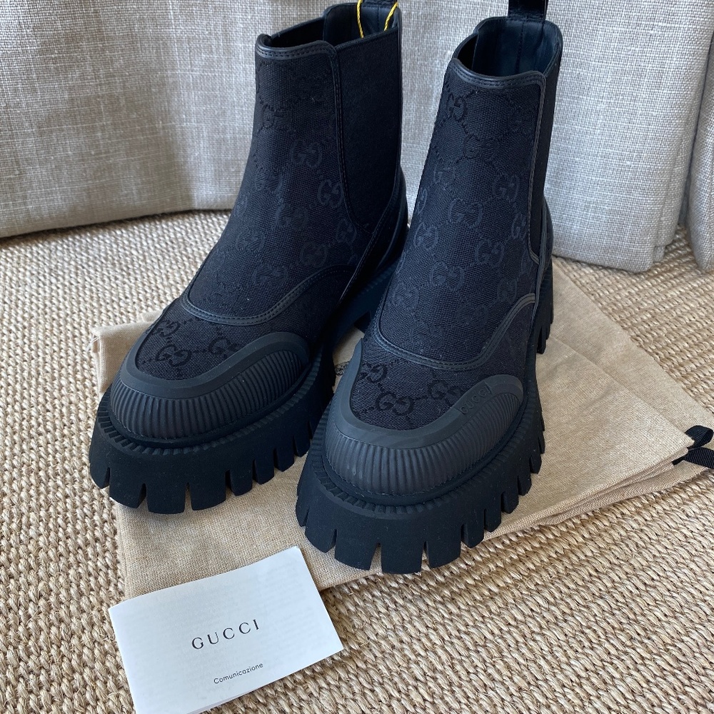 GUCCI men’s GG canvas ankle boots